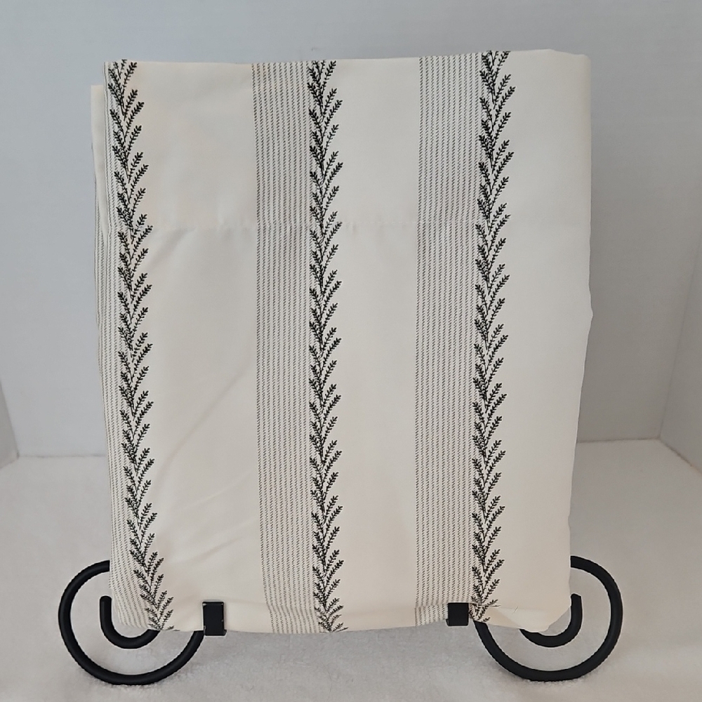 Cuddl Duds Ivory Dark Green Leafy Stripe Twin Flat Sheet